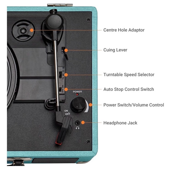 Blue Portable Turntable - Picture 3 of 6